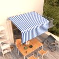 vidaXL Automatická markíza s tienidlom 3x2,5 m modro-biela