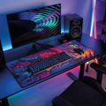 AROZZI ZONA Mousepad XL Grime Dweller/ XL podložka na stůl/ 900x420x4 mm/ voděodolná Podložka pod myš, 900×420×4mm, mikrovlákno, protiskluzová guma, vodeodolná, modro-ružová