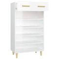 vidaXL Botník lesklý biely 60x35x105 cm spracované drevo