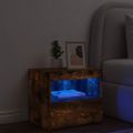vidaXL Nočný stolík s LED svetlami dymový dub 50x40x45 cm