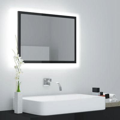 vidaXL LED kúpeľňové zrkadlo lesklé sivé 60x8,5x37 cm akryl