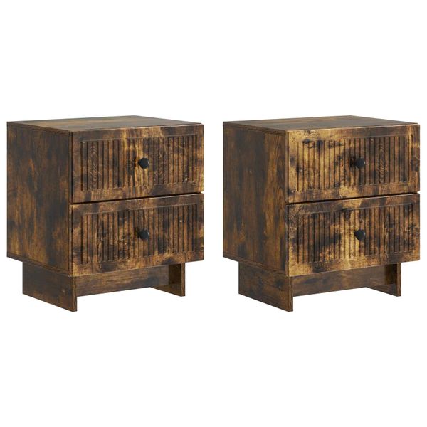 vidaXL Nočný stolík so zásuvkou 2 pcs Dymový dub 43 x 34,5 x 47,5 cm