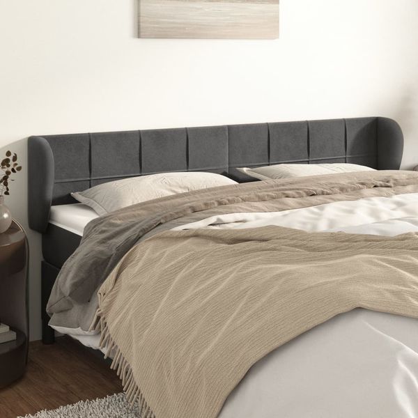 vidaXL Čelo postele so záhybmi tmavosivé 203x23x78/88 cm zamat