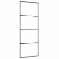 vidaXL Posuvné dvere s kovaním čierne 76x205 cm ESG sklo