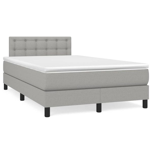 vidaXL Boxspring posteľ s matracom a LED, svetlosivá 120x190 cm, látka