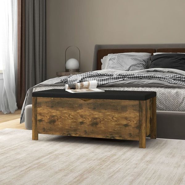 vidaXL Úložný box s vankúšom tmavý dub 105x40x45 cm kompozitné drevo