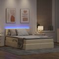 vidaXL LED úložná posteľ s matracom Krémová 140 x 190 cm Látka