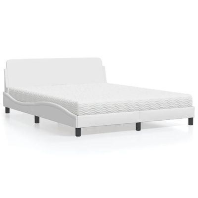 vidaXL Posteľ s matracom Dover biela 160x200 cm umelá koža