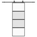 vidaXL Posuvné dvere s kovaním čierne 76x205 cm tvrdené sklo