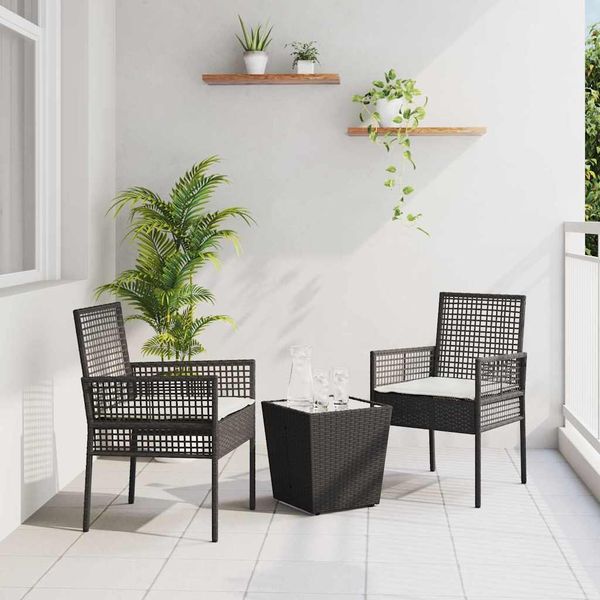 vidaXL Záhradný bistro set 3 ks Čierna polyratan