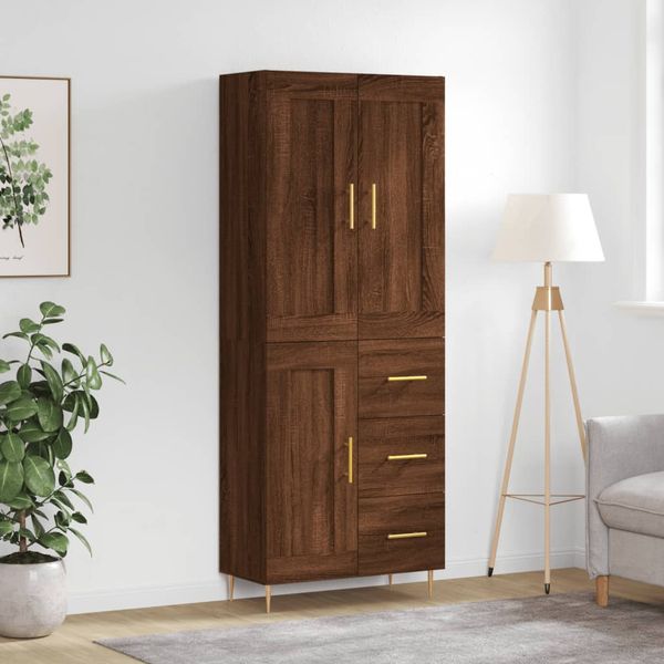 vidaXL Vysoká skrinka hnedý dub 69,5x34x180 cm spracované drevo