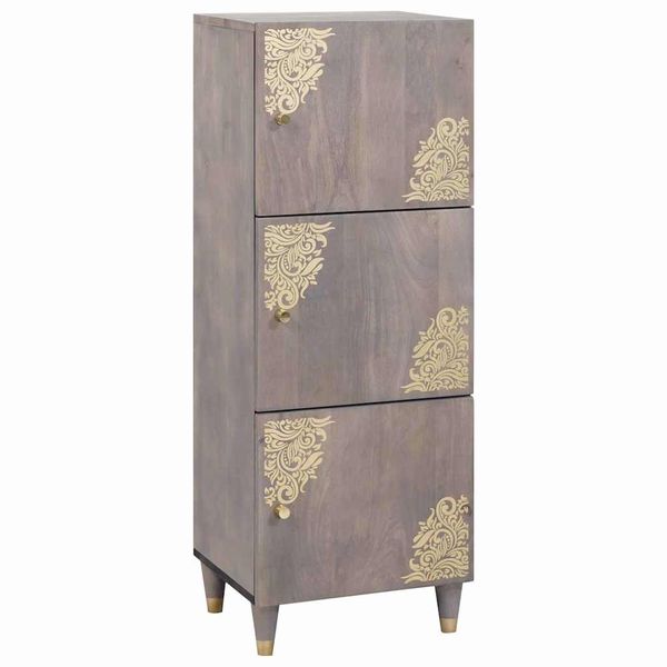 vidaXL Highboard Šedá a zlatá 40 x 33 x 110 cm Masívne mango drevo