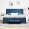 vidaXL Posteľ s pružinovým rámom s matracmi Modrá 200 x 200 cm látka