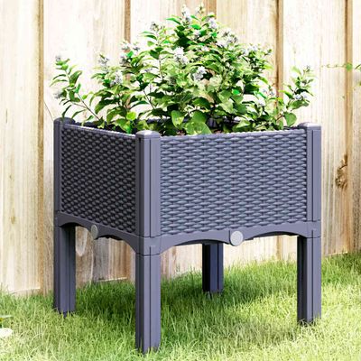 vidaXL Záhradný kvetináč s nohami modrosivý 40x40x42 cm PP