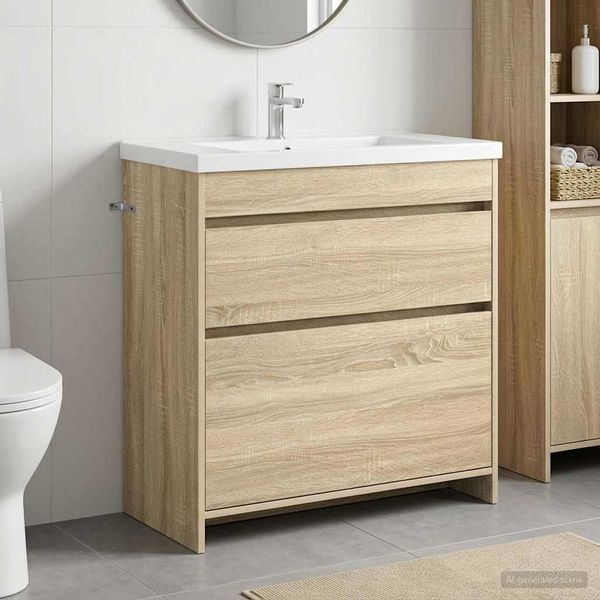 vidaXL Skriňa pod umývadlo do kúpeľne Dub sonoma 78,5 x 37,5 x 81 cm