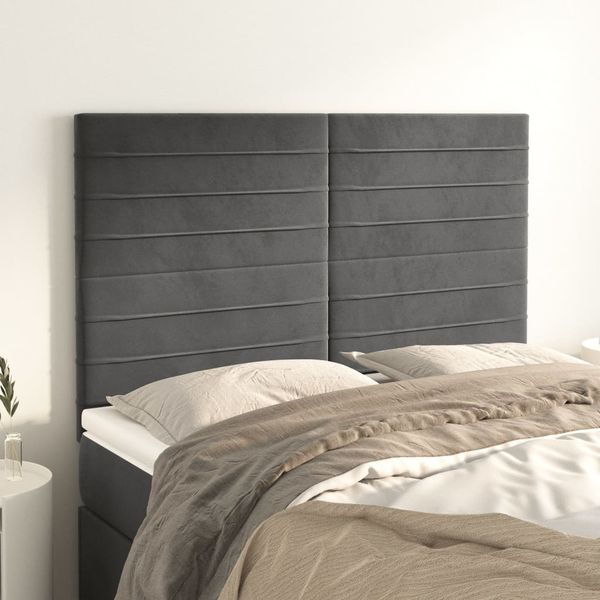 vidaXL Čelo postele tmavosivé 144x5x118/128 cm zamatové