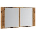 vidaXL LED zrkadlová skrinka staré drevo 90x12x45 cm kompozitné drevo