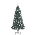 vidaXL Umelý predsvietený vianočný stromček s guľami Zelená 240 cm PET