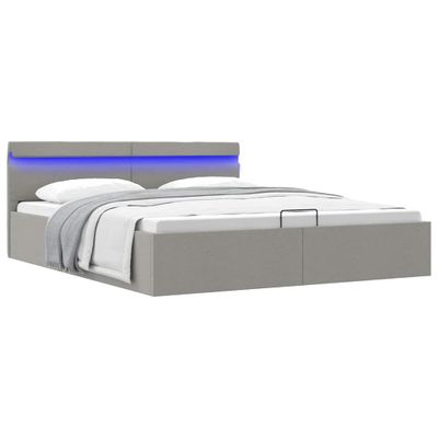 vidaXL Hydraulický posteľný rám+úložný priestor, LED, látka 160x200 cm