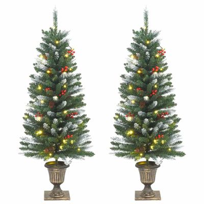 vidaXL Umelé vianočné stromčeky 2 ks 100 LED zeleno-biele 120 cm
