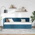 vidaXL Rohový rám postele s čelnou doskou Modrá 80 cm x 200 cm Zamat