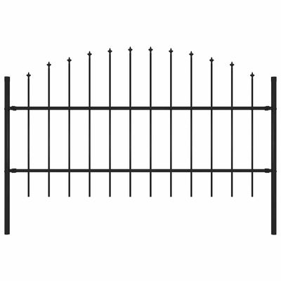 vidaXL Záhradný plot Woerden s vrchnou časťou v tvare oštepu, oceľový 170x100 cm, čierny