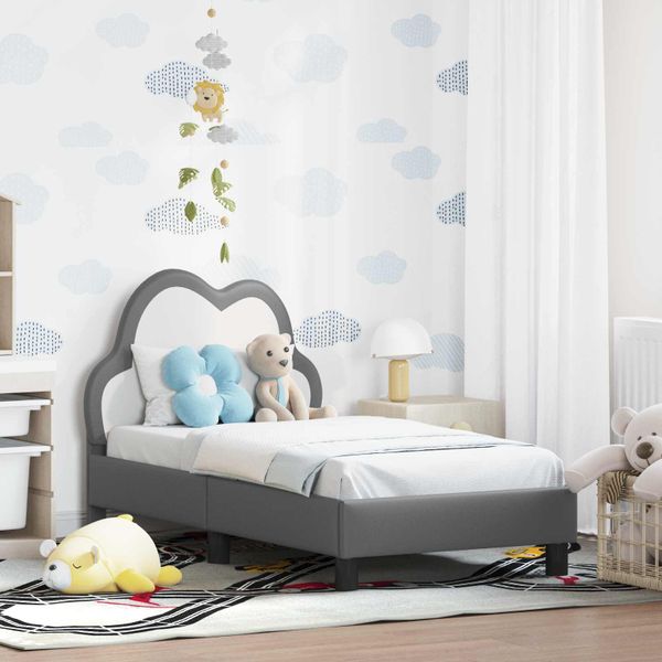 vidaXL Rám detskej postele s čelom Svetlosivá 70 x 140 cm PU