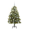 vidaXL Umelý vianočný stromček s pniškami Zelená 120 cm PVC a PE a kov