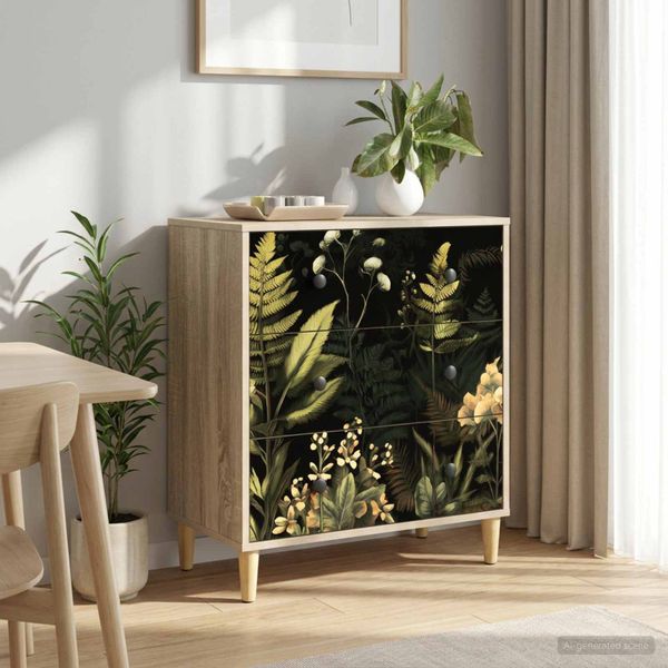 vidaXL Příborník RHENEN Tropický džungľový vzor 66 x 36,5 x 75 cm