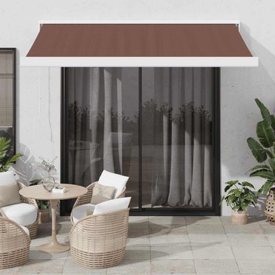 vidaXL Ručne zaťahovacia markíza hnedá 350x250 cm