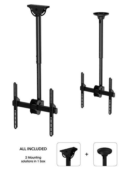 Neomounts Select NM-C440BLACK/Držák displeje/na strop/32-65"/náklon/rotace/nast.výšky/VESA 400X400/nosn. 50kg/černý Držák, VESA, stropní, pro ploché monitory/TV, úhloprícka 32"-60", náklon, otácení, rotace, nosnost 50kg, cerný
