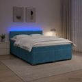 vidaXL Posteľ s boxspringom a matracom a LED Modrá 140 x 190 cm Zamat