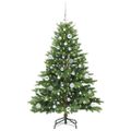 vidaXL Umelý vianočný stromček s 150 LED-i Zelená 150 cm PE a PVC