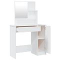 vidaXL Toaletný stolík so zrkadlom lesklý biely 86,5x35x136 cm