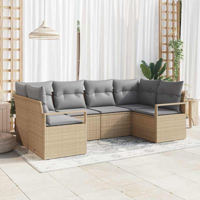 vidaXL Sada pohoviek s vankúšom 6 pcs Béžová polyratan