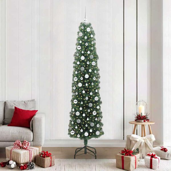 vidaXL Umelý vianočný stromček Zelená 210 cm PVC, oceľ a plast