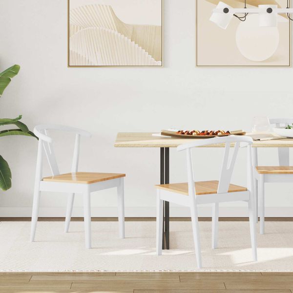 vidaXL Jedálenská stolička 2 pcs Biela a prírodná