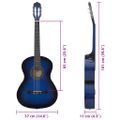 vidaXL 12-dielna klasická gitarová sada pre začiatočníkov modrá 4/4 39"