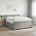 vidaXL Posteľ boxspring s matracom Svetlosivá 200 x 200 cm Látka