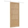 vidaXL Posuvné dvere 86 x 198,5 cm Borovicový masív Prírodná a biela