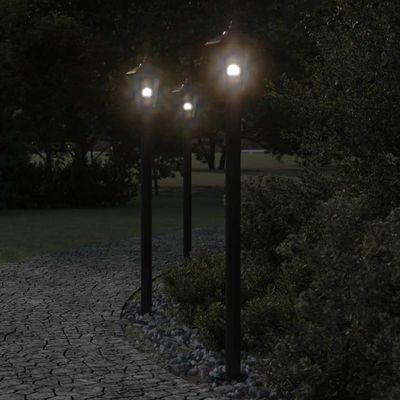 vidaXL Vonkajšie stojace lampy 3 ks čierne 120 cm nehrdzavejúca oceľ
