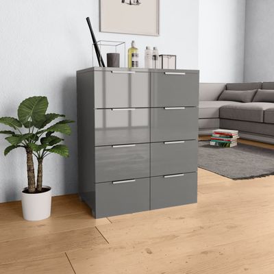 vidaXL Komoda, lesklá sivá 60x35x80 cm, kompozitné drevo
