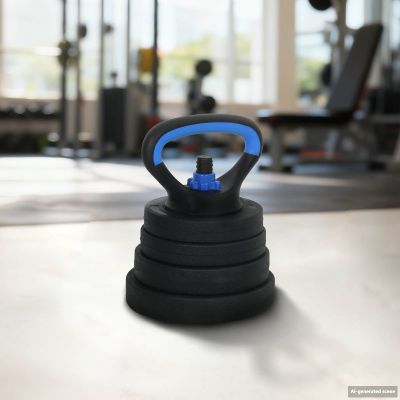 vidaXL 4-v-1 sada činkových tyčí a kettlebellov 30 kg Čierna a modrá