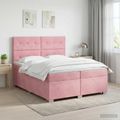 vidaXL Posteľ boxspring s matracom Ružová 200 x 200 cm Zamat