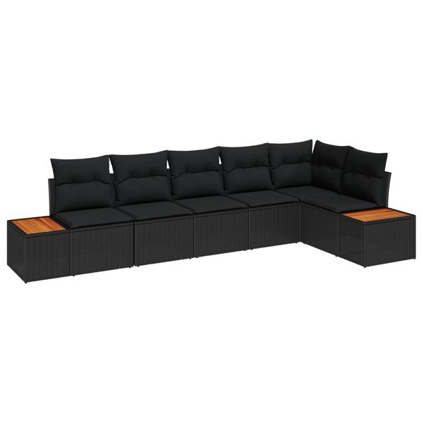 vidaXL Súprava záhradných pohoviek s vankúšom 6 pcs Čierna Poly ratan