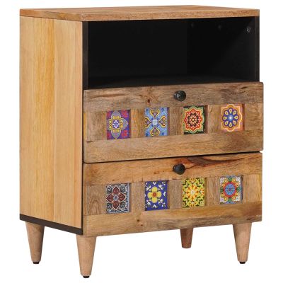 vidaXL Nočný stolík Prírodná 50 x 33 x 62 cm Masívne mango drevo