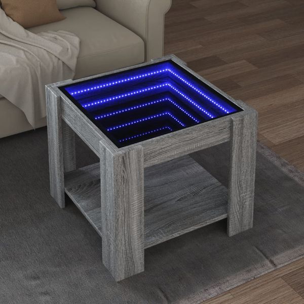 vidaXL Konferenčný stolík s LED sivý sonoma 53x53x45cm kompozit. drevo