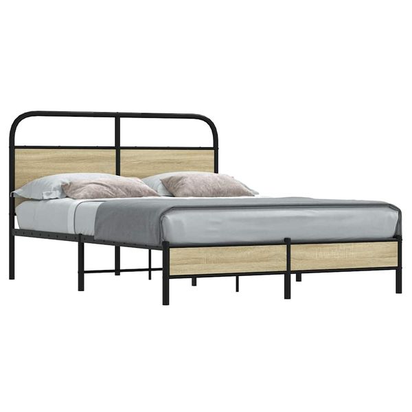 vidaXL Posteľný rám bez matraca 140x190 cm dub sonoma kompozitné drevo