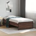 vidaXL Posteľný rám hnedý dub 90x200 cm kompozitné drevo a kov