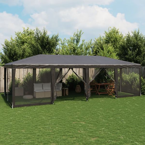 vidaXL Párty stan s 12 sieťkovanými bočnými stenami antracit 8x4m HDPE